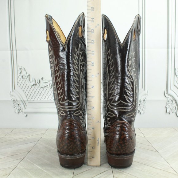 Tony Lama Brown Leather Buckaroo Caribou Cowboy Boots Shoe Size 8 D - Picture 8 of 9